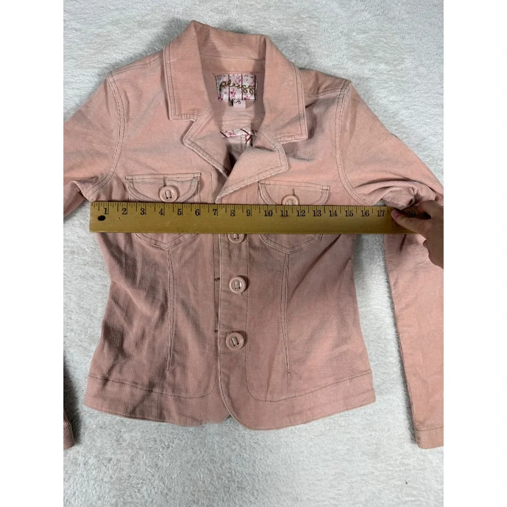 Plush‎ Corduroy Blazer Womens Medium Pink Good Button Front Vintage Style Jacket
